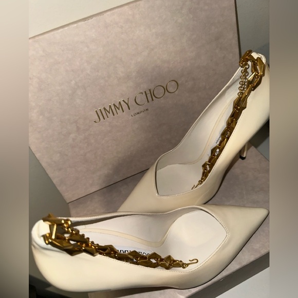 Jimmy Choo Diamond Talura 100MM Patent Leather Pumps white - Picture 10 of 15